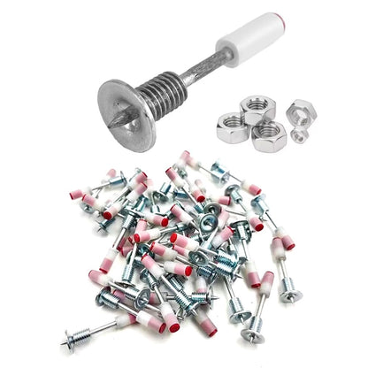 Set of 10 round steel nails for gun fastening, small size, suitable for home improvement projects, by Wukusy.