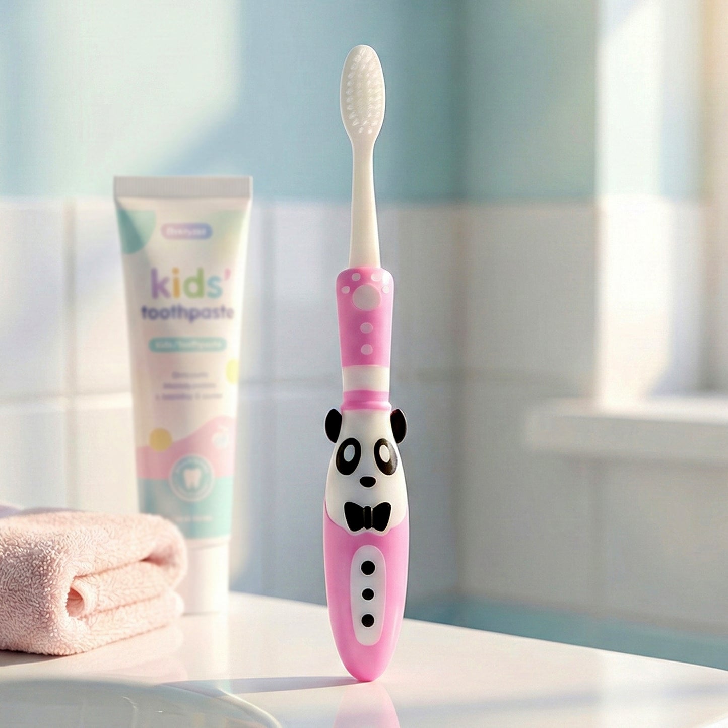 Kids toothbrush and fidget spinner toy set by Wukusy, featuring colorful toothbrush and spinning fidget toy for children.