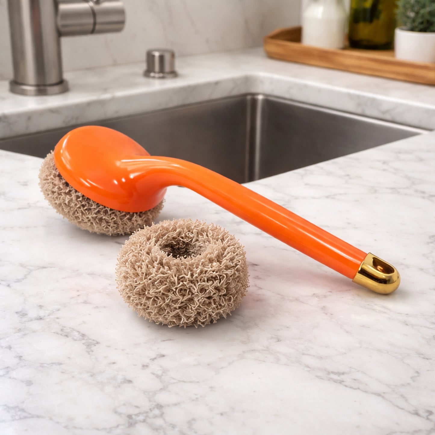 Wukusy heavy duty cleaning scrubber set with long handle, featuring durable brushes for tough cleaning tasks