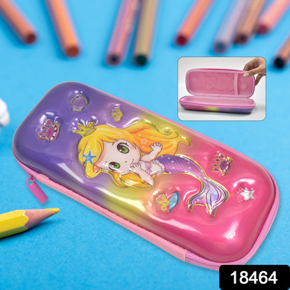 Wukusy 3D cartoon zipper compass box pencil case with colorful design for office or school use.