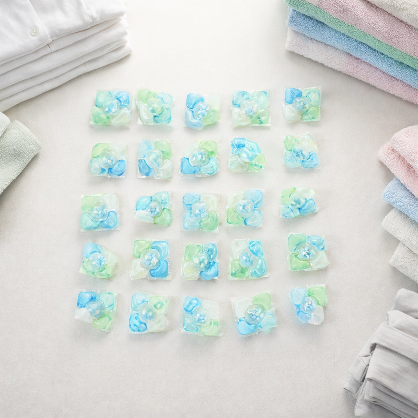 Wukusy Ultra Clean Liquid Laundry Detergent Pods in a 25-piece pack, showing the pods with clear liquid and packaging.