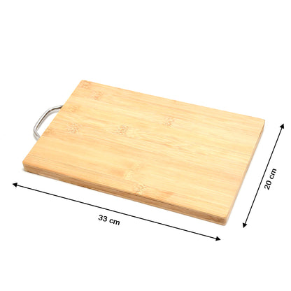 Wukusy bamboo kitchen chopping board with holder, thick wooden surface for slicing fruits, vegetables, and meat.