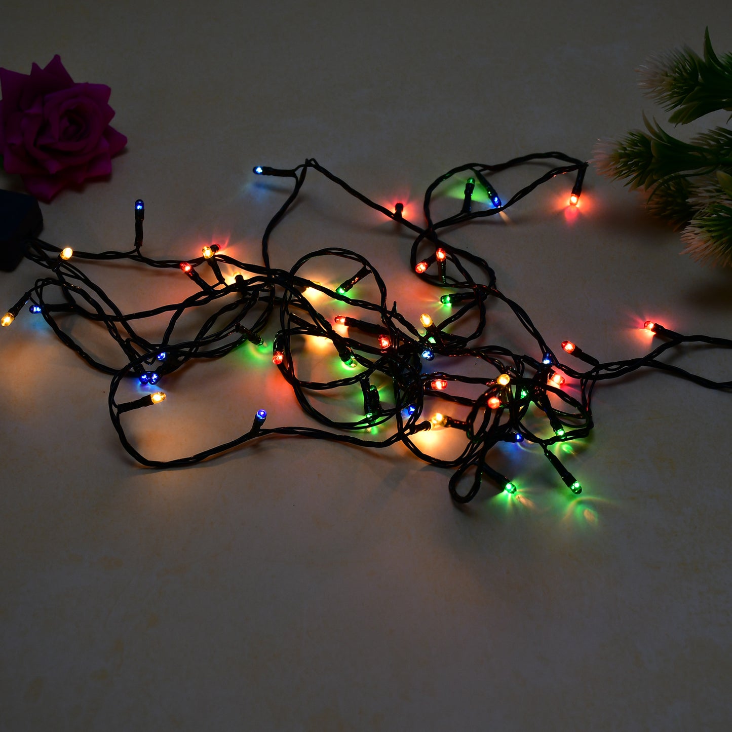 Wukusy 4-meter multicolor LED string light for home decor, featuring vibrant LED bulbs ideal for festive decorations