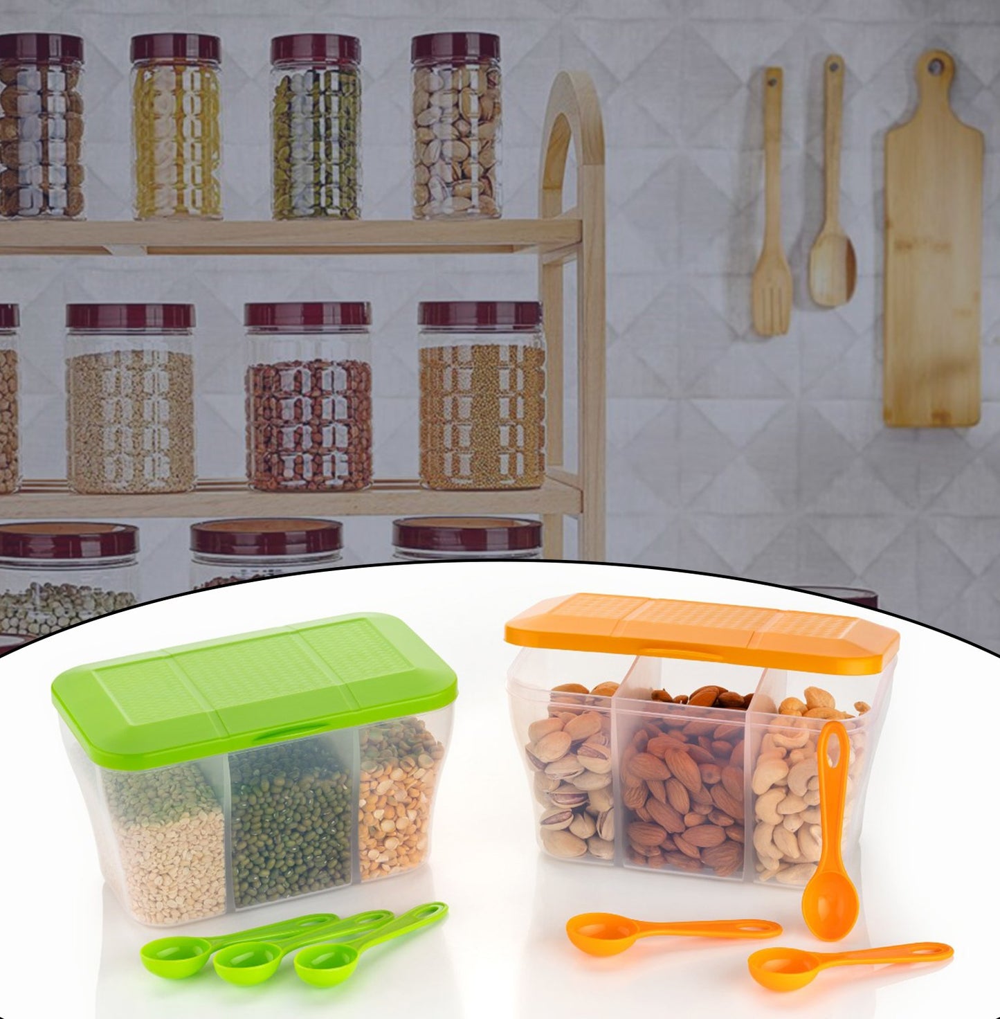 Wukusy 2625 plastic square storage organiser container with 750ml capacity, ideal for kitchen tools and organization.
