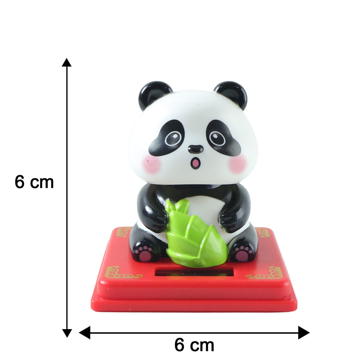 Wukusy solar-powered moving head panda showpiece with colorful lights and rotating features, ideal for decorative display.