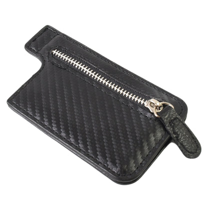 Black Wukusy adhesive card phone holder with wallet attachment attached to a smartphone, designed for carrying cards securely.