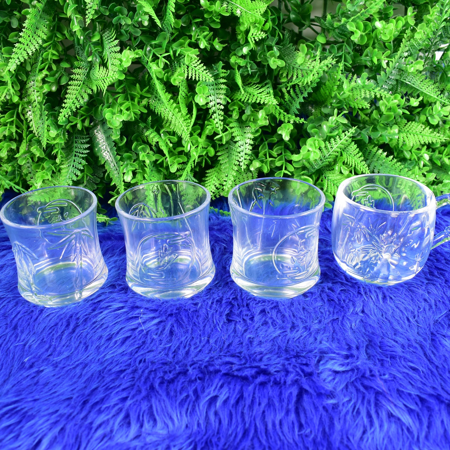 Wukusy glass 3-piece tumbler and 1-piece cup set, clear glass drinkware with smooth rims and sturdy bases, perfect for beverages