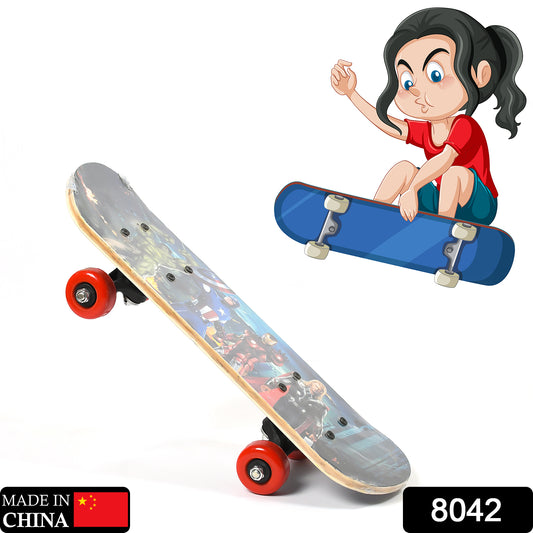 Wukusy 8042 wood skateboard for kids and adults, lightweight skating board with a cool design, ideal for beginners and as a gift