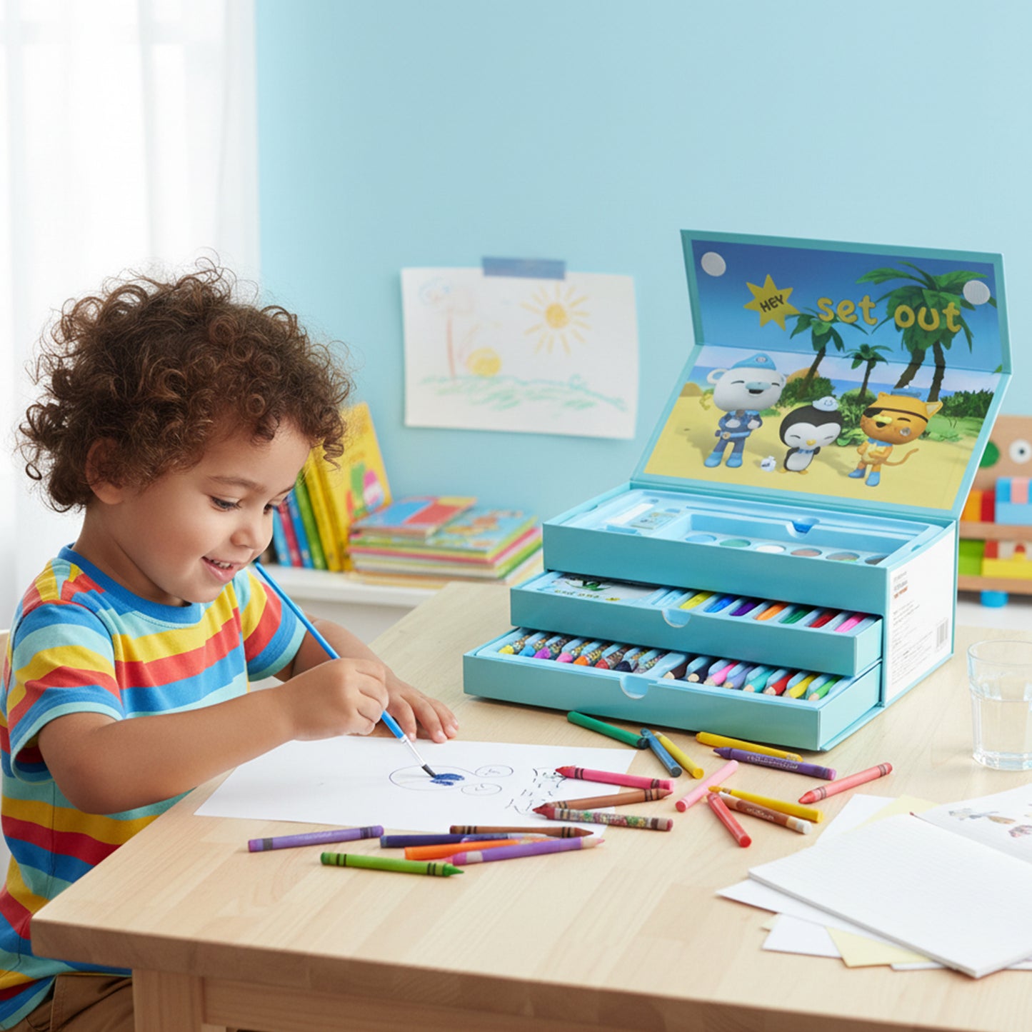 Wukusy drawing kit box for kids with colorful art tools and supplies in a compact storage container