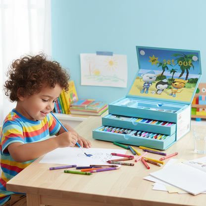 Wukusy drawing kit box for kids with colorful art tools and supplies in a compact storage container
