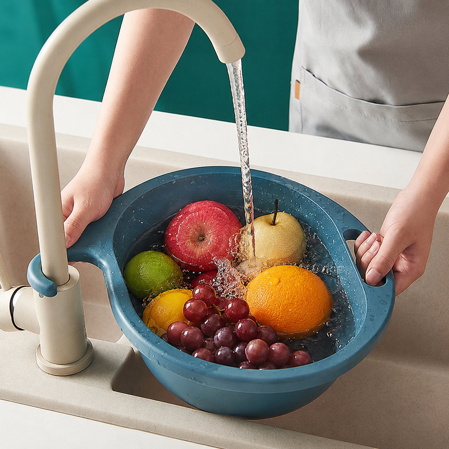 Kitchen Sink Drain Basket Strainer Colander For Fruits  Vegetable Washing (1 Pc)