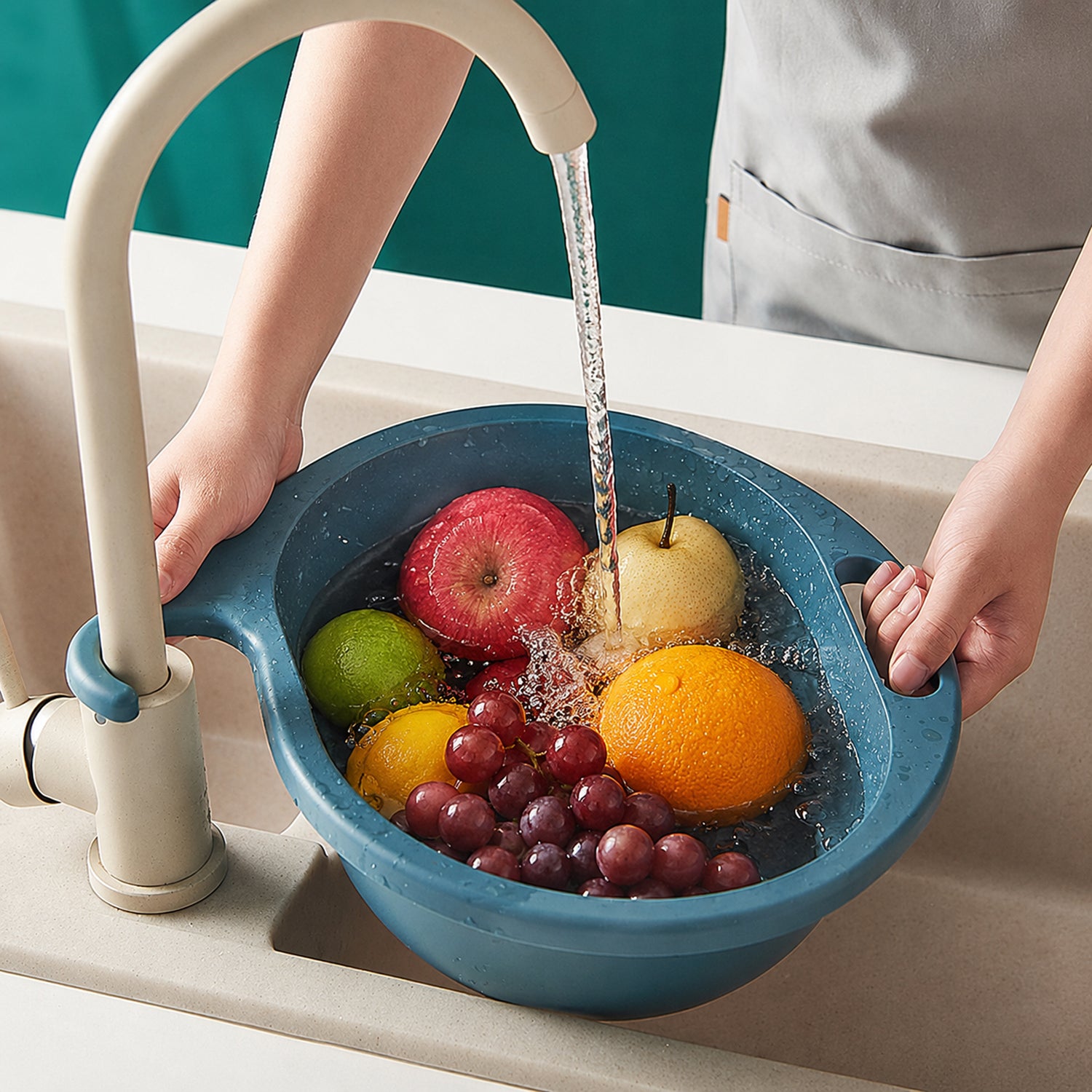 Kitchen Sink Drain Basket Strainer Colander For Fruits  Vegetable Washing (1 Pc)