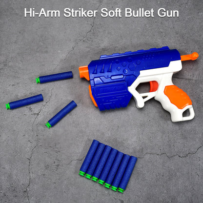 Wukusy 1967 Hi-arm gun toy with 10x foam suction bullets, made of durable ABS plastic, designed for target shooting play.