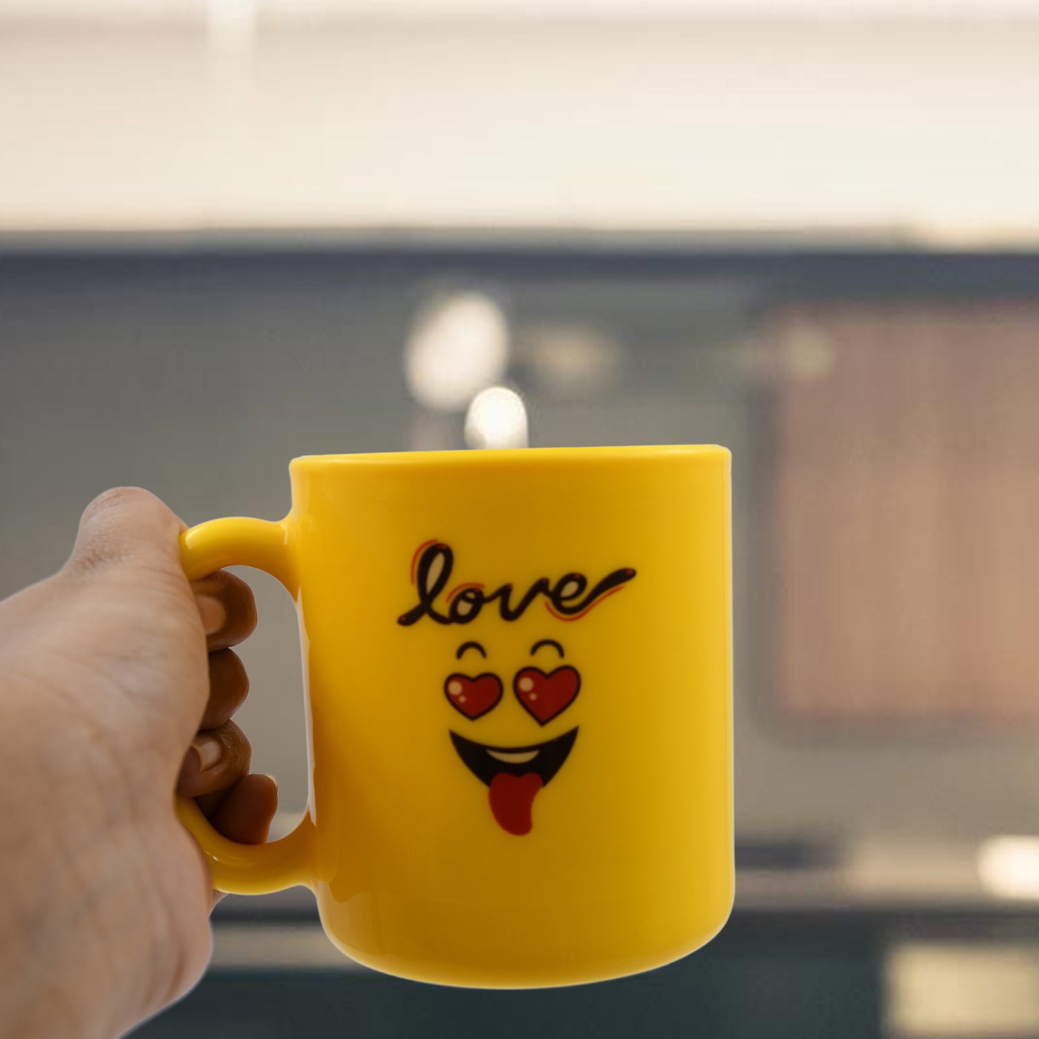 Wukusy 4121 Mix Design coffee mug with spoon in box packaging, ideal for drinking coffee and beverages at home or office.