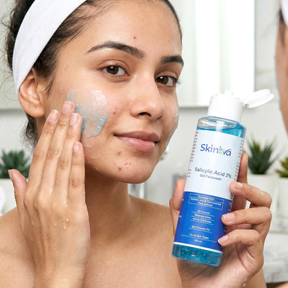 Wukusy Advanced Salicylic Acid Gel Face Wash in a 100ml tube, showing the product with clear labeling and packaging.