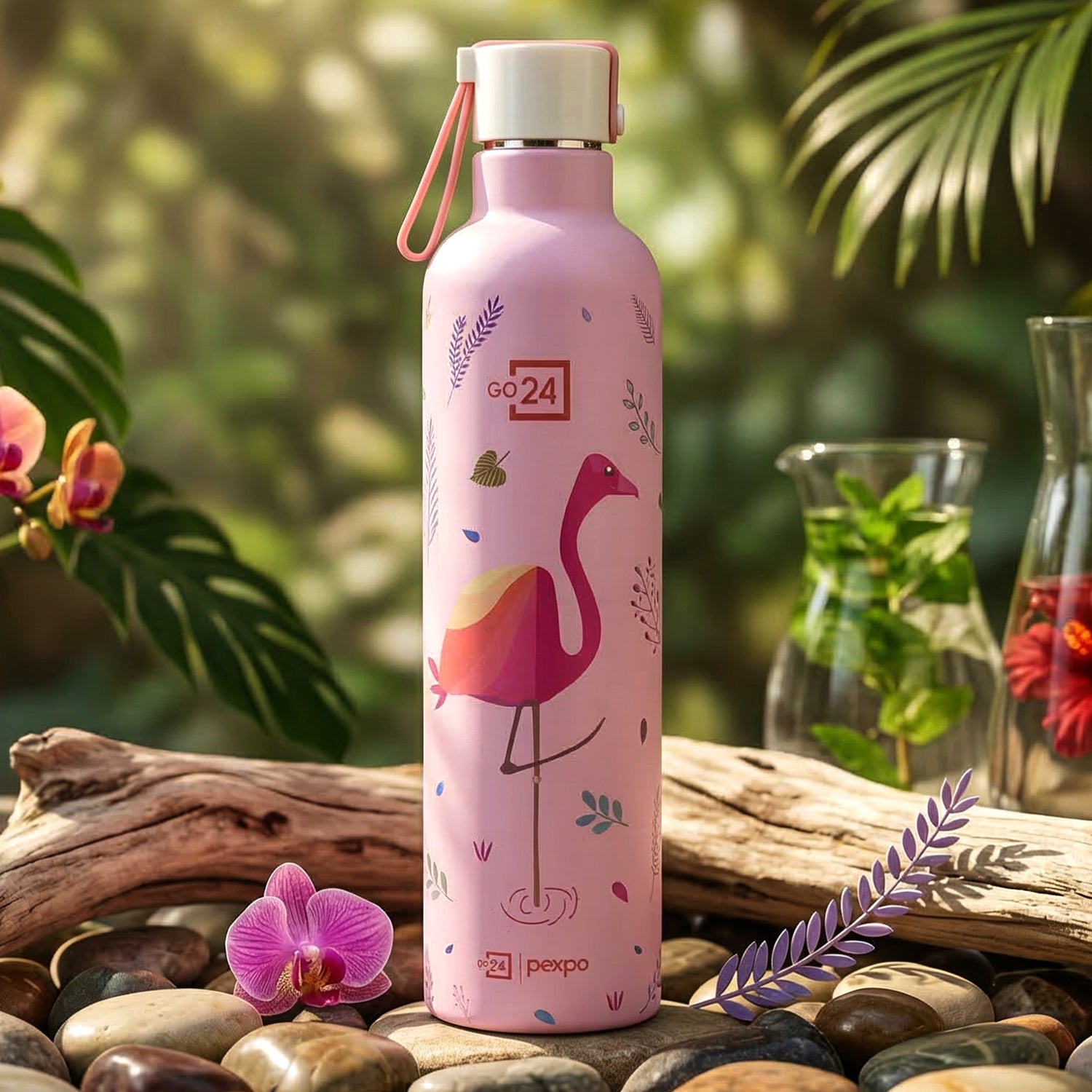 Wukusy Pexpo Oslo Art printed insulated stainless steel water bottle, 750 ml, with colorful geometric design