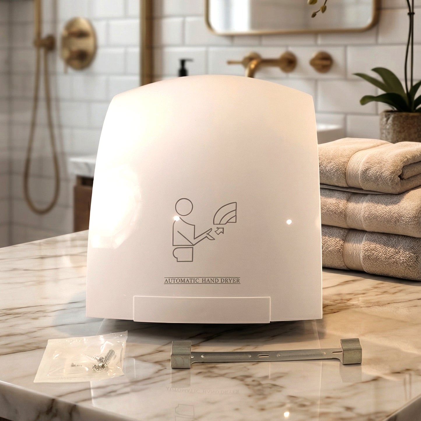 Wukusy electric wall-mounted automatic sensor hand dryer with sleek design and touchless operation for efficient hand drying.