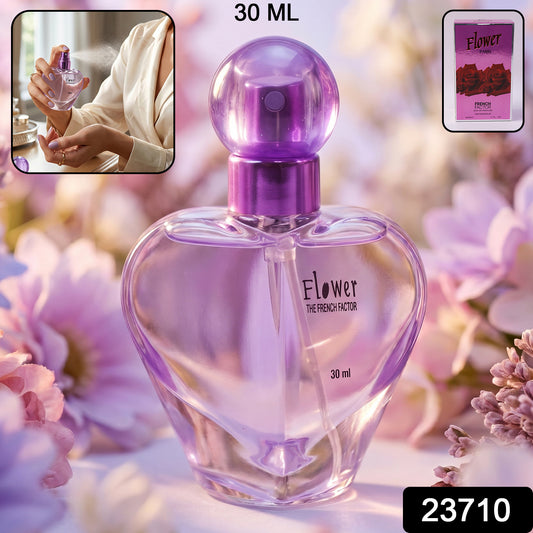Heart-shaped glass bottle of Wukusy Flower Paris Eau De Perfume 30ml with floral design and elegant packaging.
