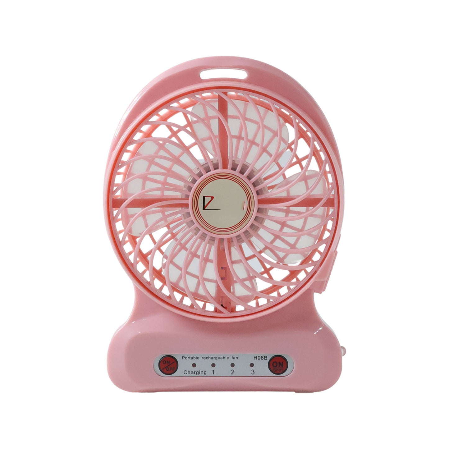 Wukusy portable USB rechargeable desk fan, compact black fan with adjustable tilt and visible control buttons for desktop cooling.