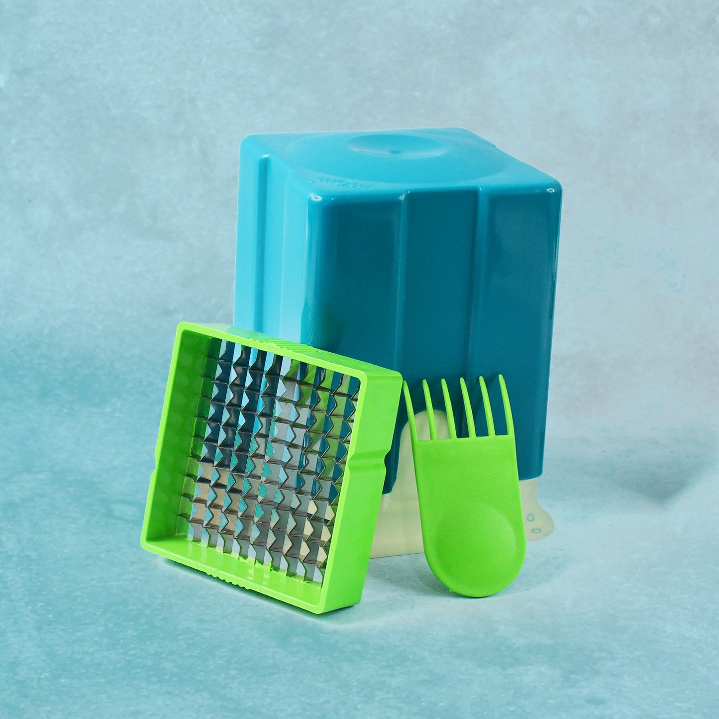 Wukusy Supermom Potato Chipper Cutter for home kitchen use, showing stainless steel blade and handle for slicing potatoes.
