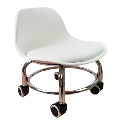 Wukusy 4054 low round rolling pedicure stool with wheels, multi-color, suitable for home, office, or garden use.