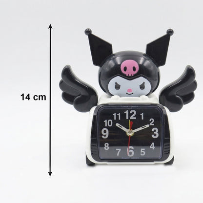Wukusy cute cartoon character car style table alarm clock with colorful design and analog display on a wooden surface.