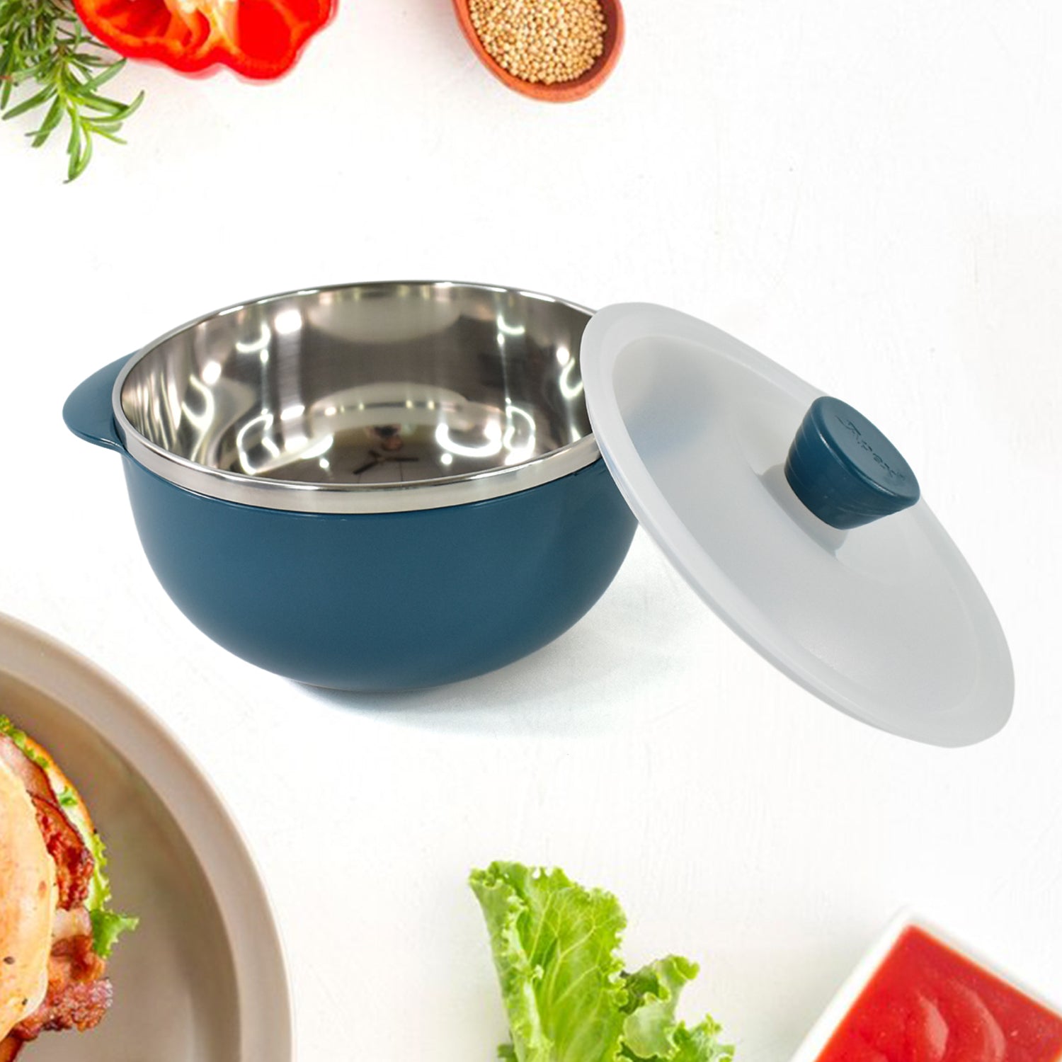 Wukusy Apex microwave-safe serving bowl set with three bowls in 700ml, 1000ml, and 1400ml sizes, stacked for display.