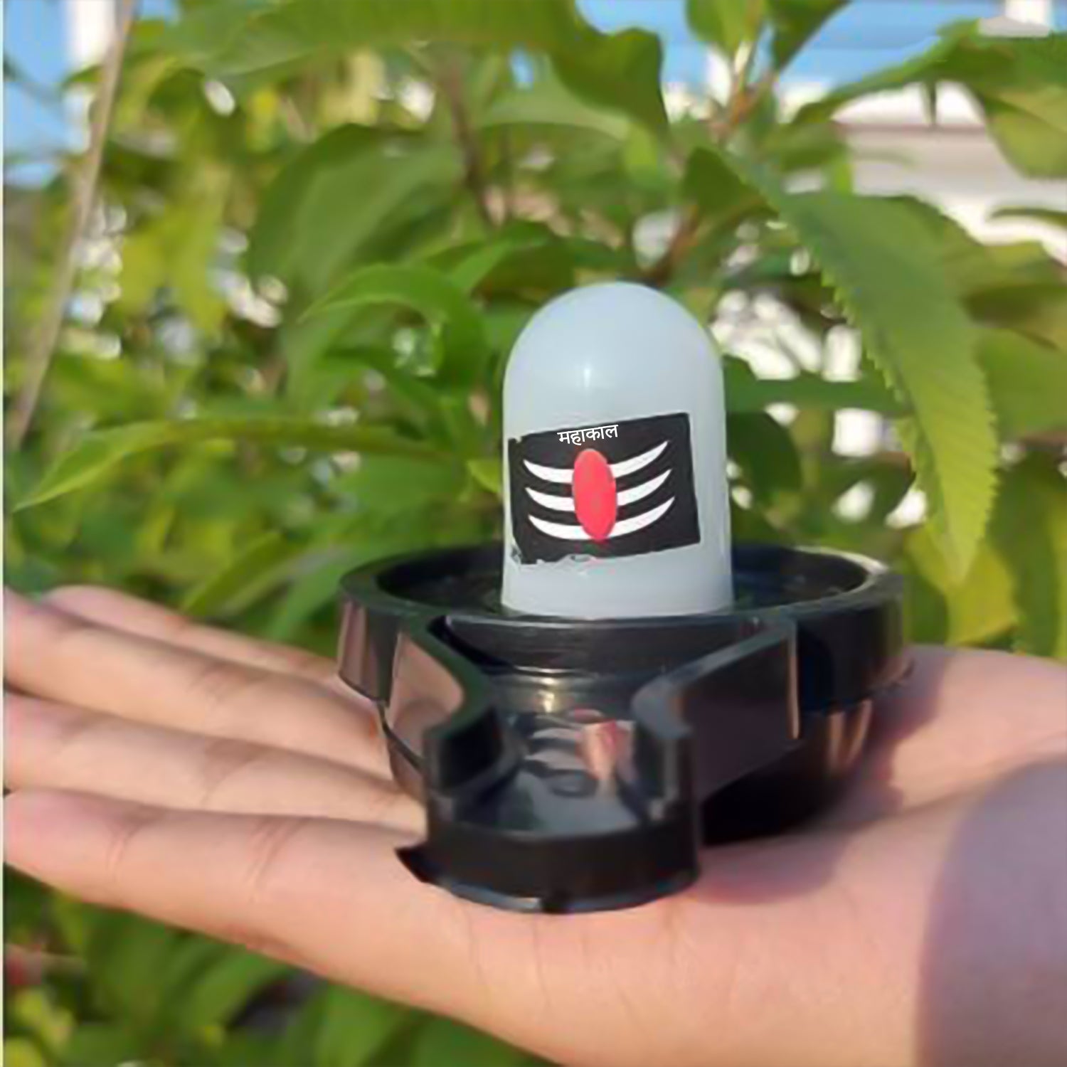 Wukusy water sensor LED Shivling idol for daily pooja and festival decoration, featuring illuminated design and intricate details.