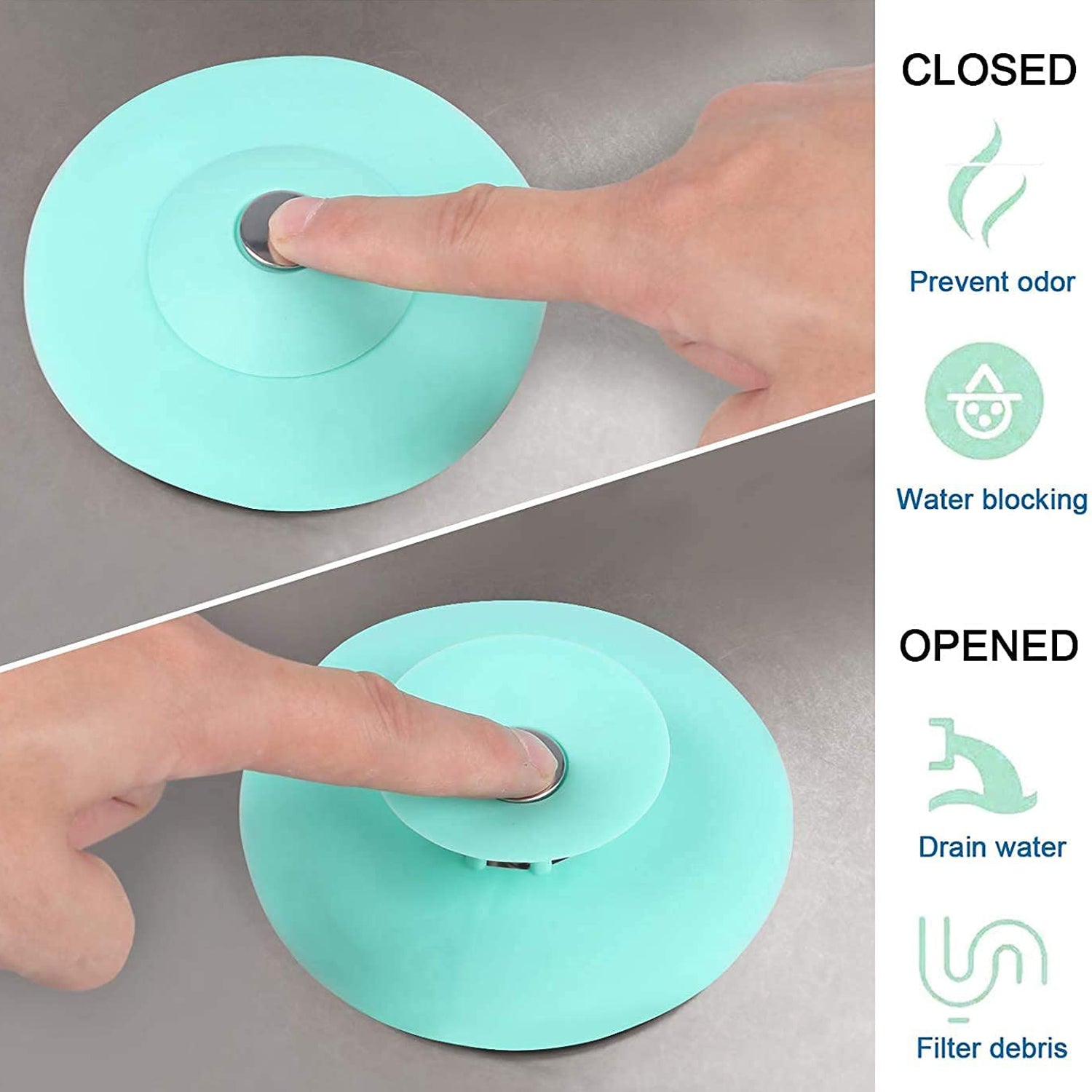 Creative 2-in-1 light green silicone sewer sink sealer cover and drainer for home and kitchen, multicolour, by Wukusy.