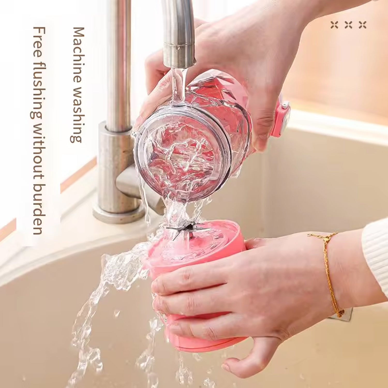 Wukusy electric juicer with multicolor LED lights and 8 blades, 600ml capacity, designed for home kitchen use.