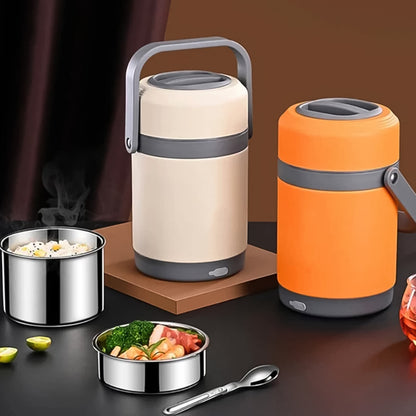 Wukusy USB electric heated lunch box with 2-liter capacity, portable kitchen tool for keeping meals warm on the go