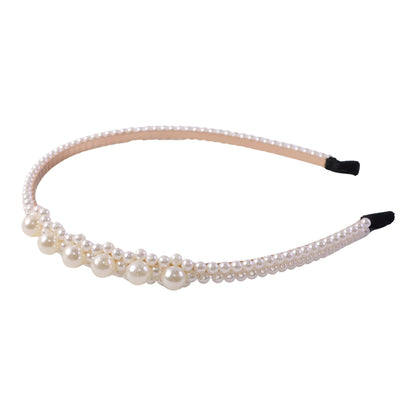 Wukusy pearl beaded designer hairband for women, stylish headband with elegant pearl beads, perfect for fashionable hair accessories.