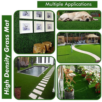 Wukusy artificial grass for balcony or doormat, soft durable plastic turf carpet, 58x38cm, green outdoor flooring for home use