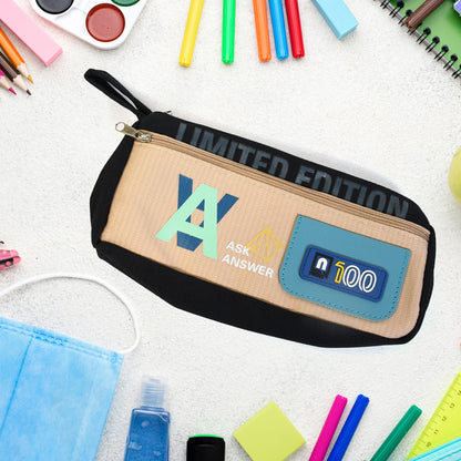 Wukusy Mix Design Pouch, stylish and versatile office storage bag, featuring a colorful pattern and compact size for organization.