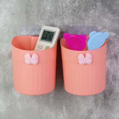 Wukusy premium wall-mounted toothbrush holder with butterfly design, set of two, ideal for organized bathroom storage.