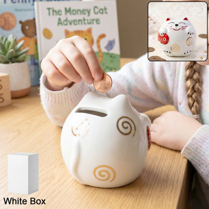 Ceramic Cat Piggy Bank  Cute Coin Saving Box For Kids And Adults