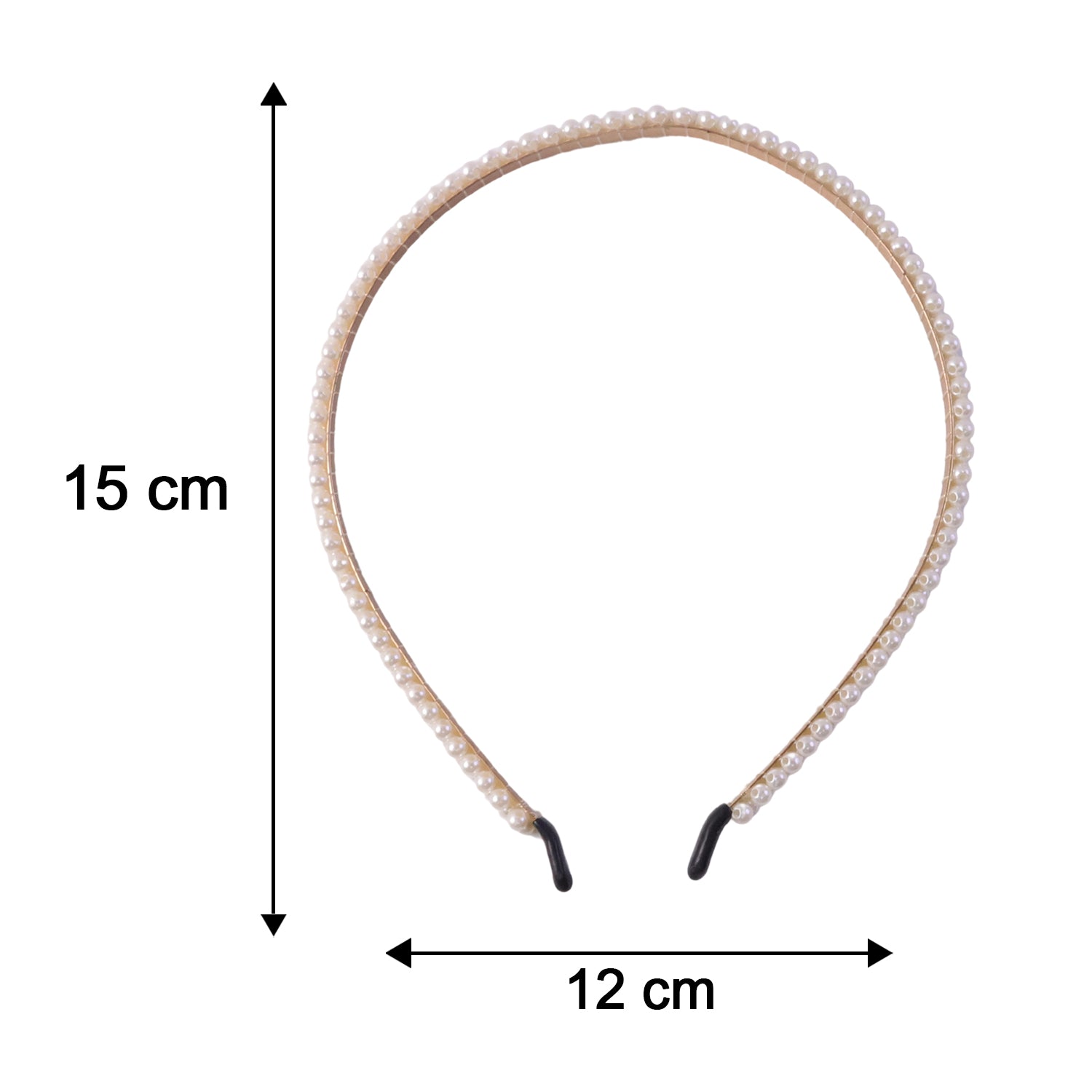 Wukusy premium pearl embellished slim hairband with sleek design, adorned with pearls for elegant hair accessory styling.