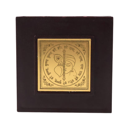 Golden Charan Paduka in wooden box, a spiritual gift and home decor accessory by Wukusy, featuring traditional design and craftsmanship.