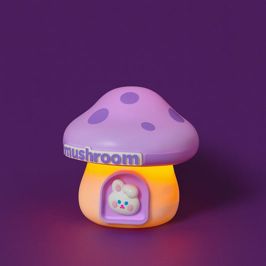 Wukusy Mushroom LED desk lamp with built-in pencil sharpener and USB charging port, featuring a colorful, whimsical design.