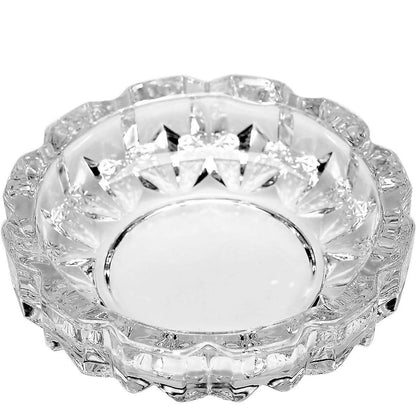 Wukusy crystal glass round ashtray with heavy-duty design and cigarette holder, stylish and durable for smoking accessories.