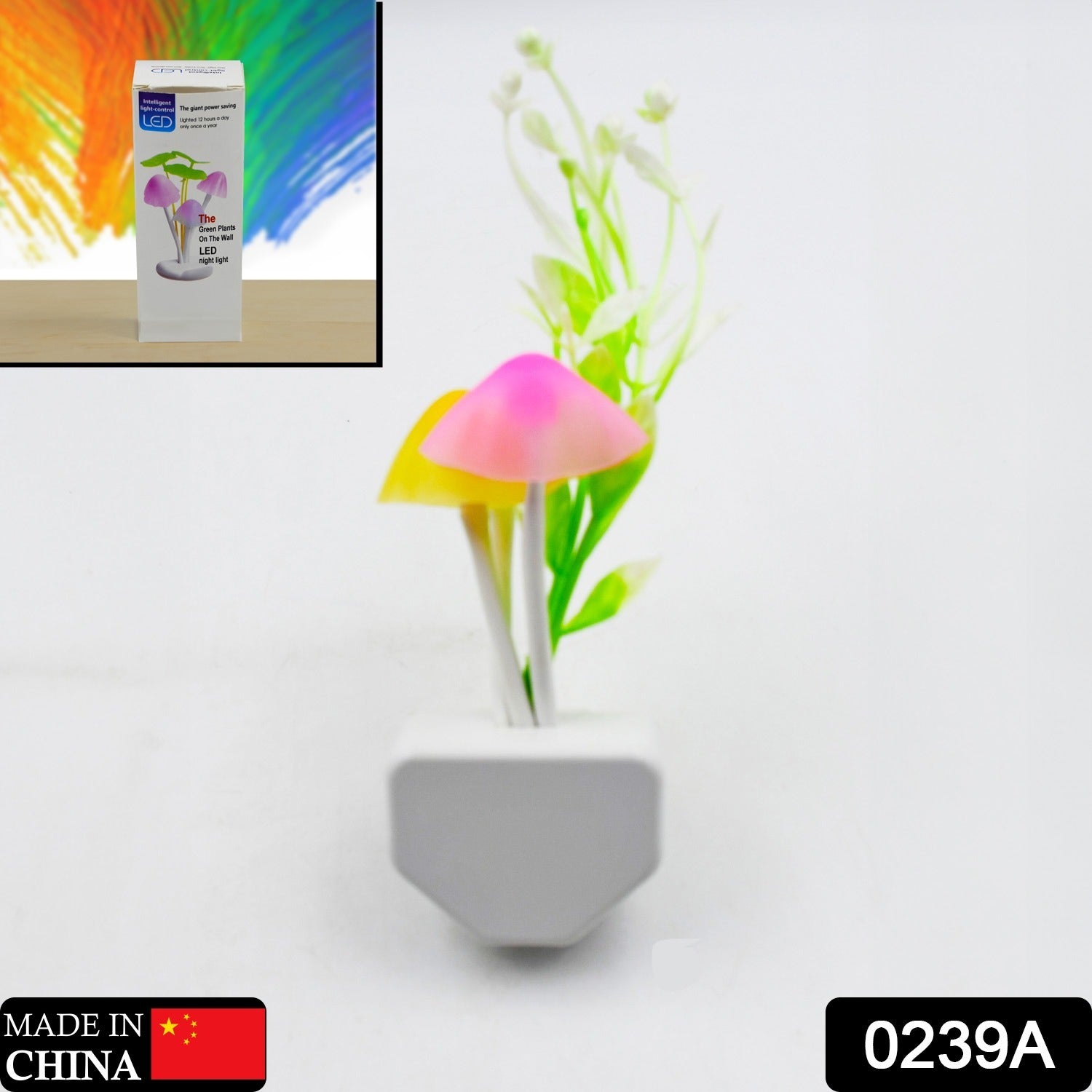 Wukusy color-changing LED mushroom night light with automatic on/off sensor, illuminating in beautiful, vibrant colors for kids' bedrooms.