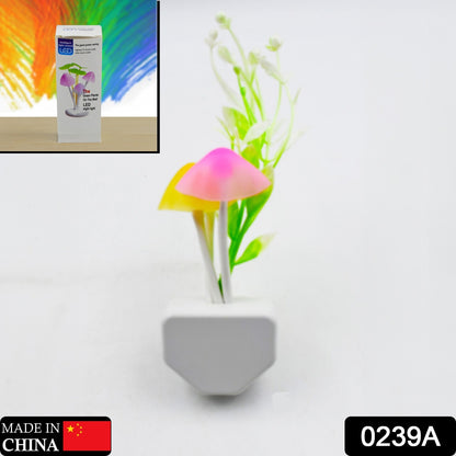 Wukusy color-changing LED mushroom night light with automatic on/off sensor, illuminating in beautiful, vibrant colors for kids' bedrooms.