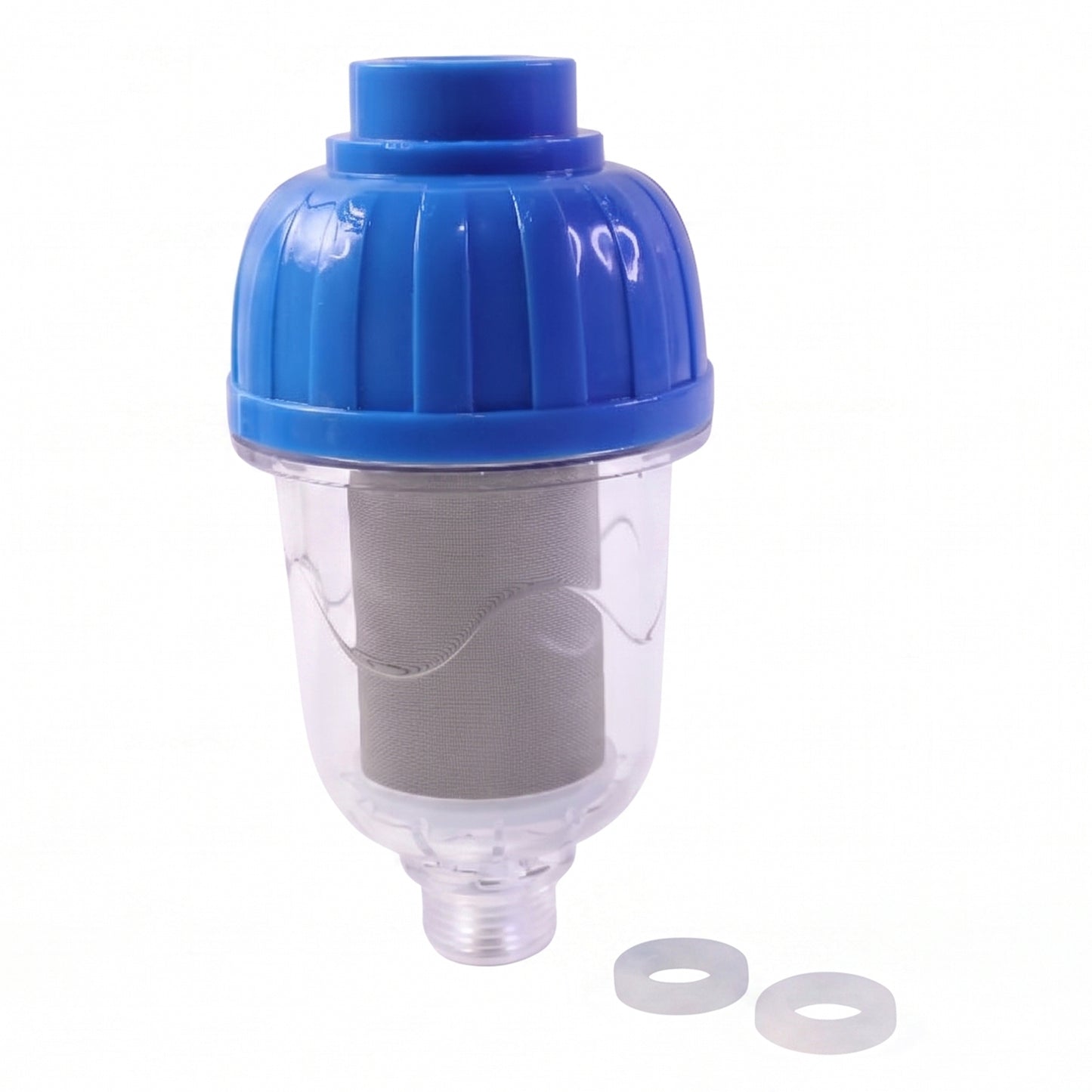 Wukusy hard water shower filter with multi-layer purification system attached to a bathroom showerhead.