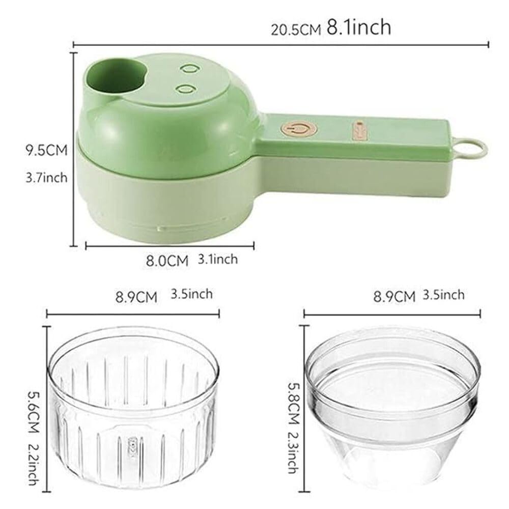 Portable electric vegetable cutter set by Drpshippr with multiple blades and containers for efficient home kitchen vegetable prep.