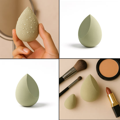 Multicolor Wukusy makeup sponge for blending liquid foundations, powders, and creams in a single soft, versatile applicator.