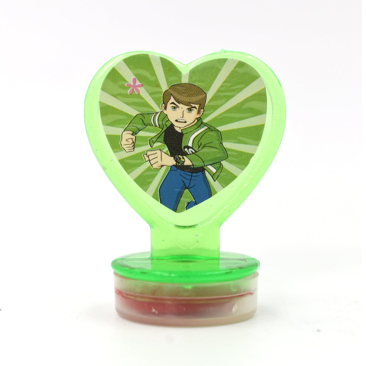 Set of six multicolor cartoon character heart-shaped stamps by Wukusy, ideal for kids’ motivation and classroom rewards.