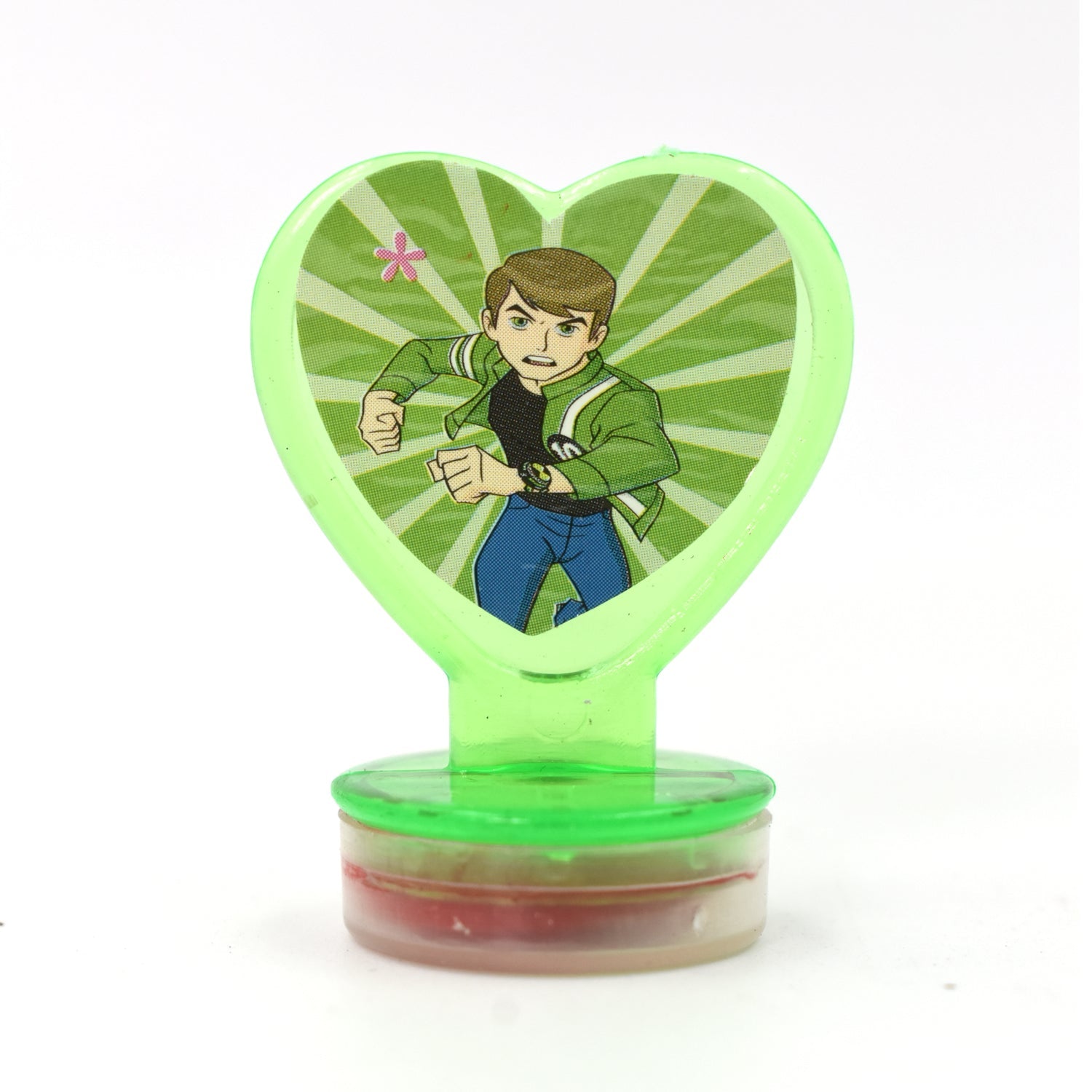 Set of six multicolor cartoon character heart-shaped stamps by Wukusy, ideal for kids’ motivation and classroom rewards.