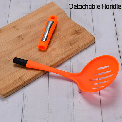 Wukusy 35cm nylon cooking shovels and vegetable colander scoop for draining soups and vegetables in kitchen tools.