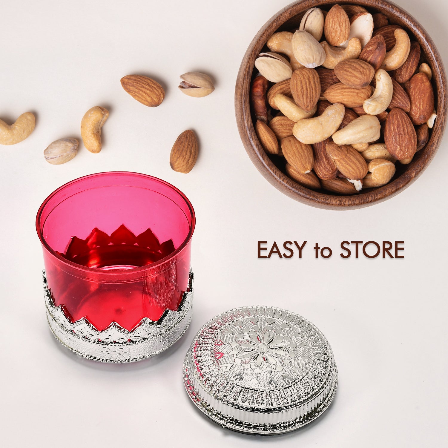 Wukusy 5203 diamond design dryfruit storage container, stylish home decor box for organizing dry fruits and snacks.