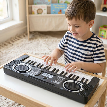 Wukusy electronic musical keyboard toy for kids with colorful buttons and multiple sound options, designed as a mini piano for children